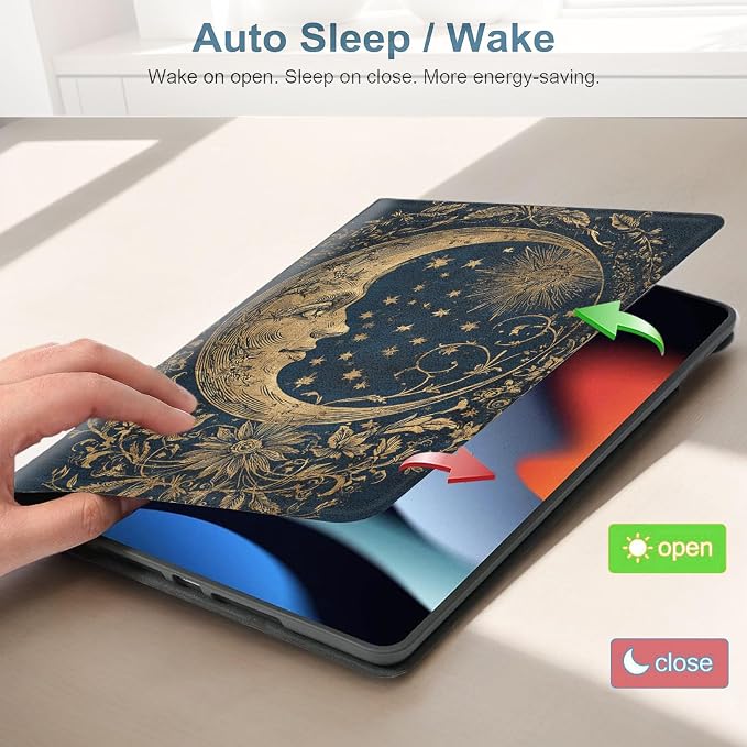 for Samsung Galaxy Tab A9 Plus/A9+ 5G 11 Inch 2023 (SM-X210/X215/X216/X218) Tablet Protective Cover with Adjustable Stand and Magnetic Auto Wake/Sleep,Star Moon Pattern