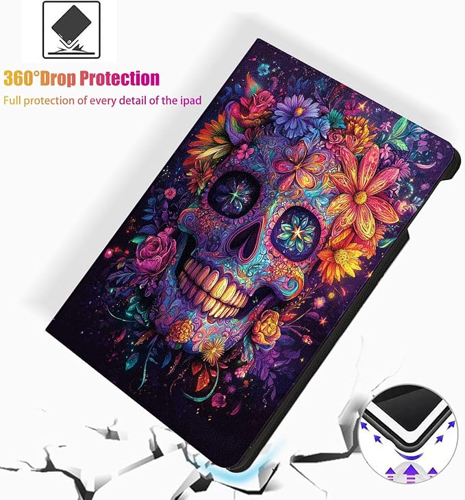 for Samsung Galaxy Tab A9 8.7 Inch 2023 Model X110/X115/X117 Tablet Case,Auto Wake/Sleep,Adjustable Stand Protective Cover - Colorful Dinosaur