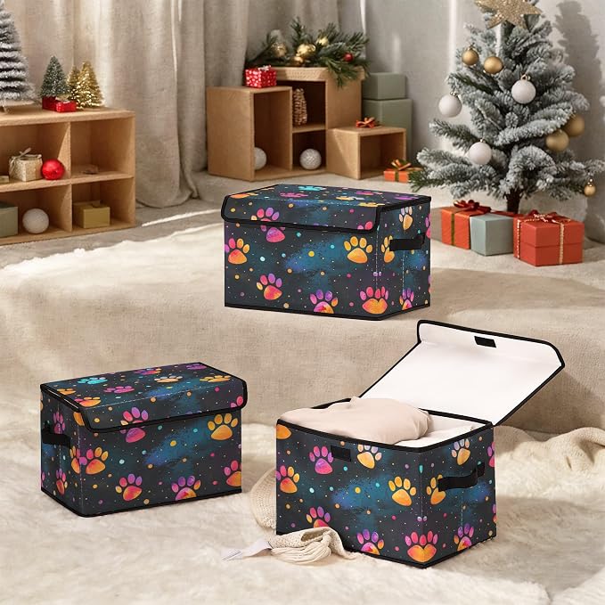 Stackable Clothes Storage Bins with Lids 3 Pack | Closet Organizers Fabric Box for Home and Office,Blanket Clothes Organizers,Under Bed Storage Containers