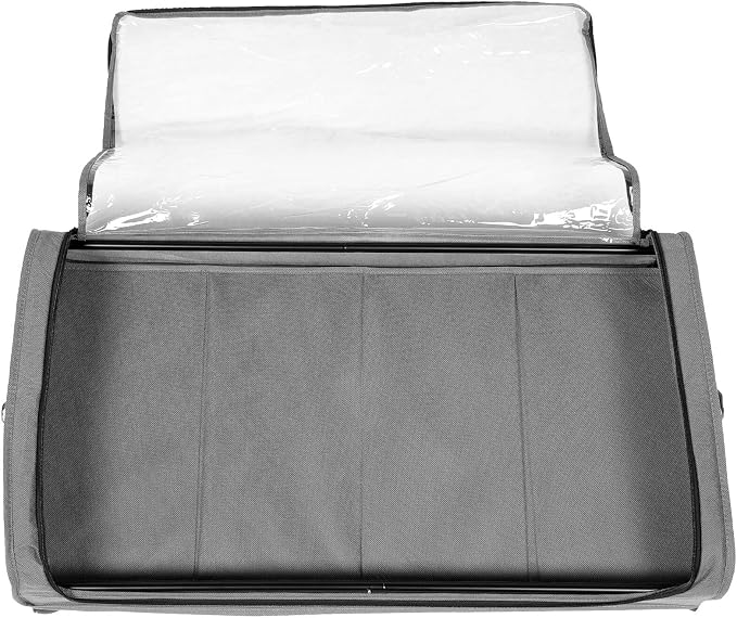Bed Clothes Organizer with Wheels and Lid Metal Frame Storage Rack with Fabric Base Rolling Storage Bin for Small Bedrooms and Shoe Pet Supplies