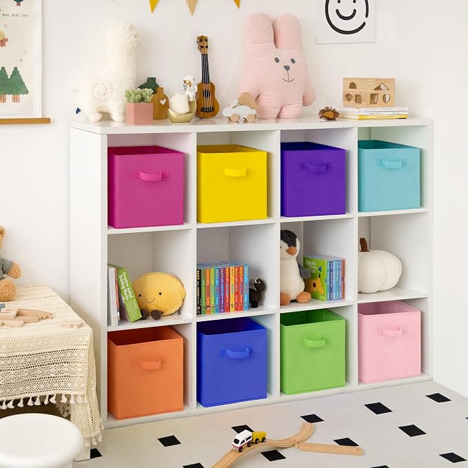 GRANNY SAYS 11 Inch Cube Storage Bins, Cube Organizers, Rainbow, 8-Pack | Collapsible Storage Boxes with Thickened Base Plate, Sturdy Handles, Decorative Baskets for Shelves, Closet