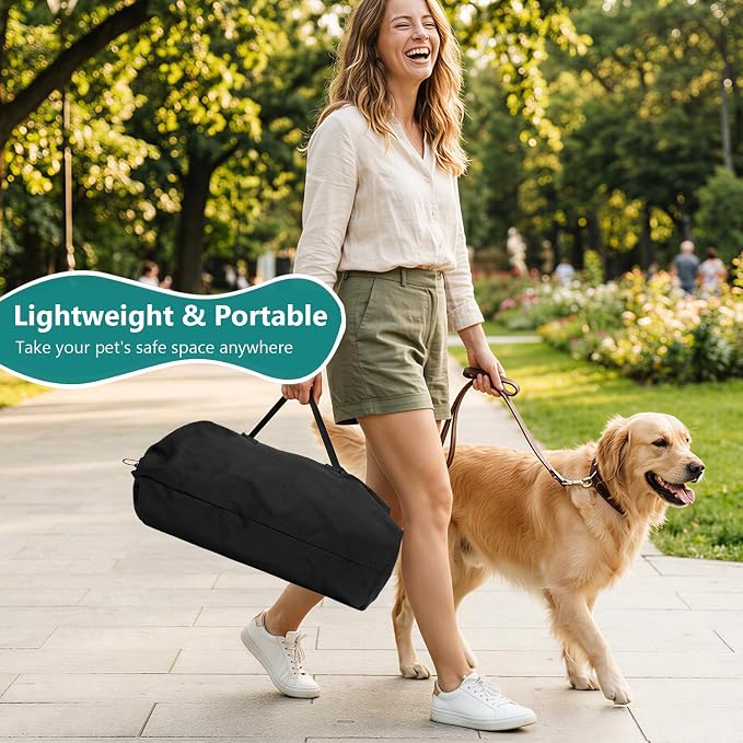 Ownpets Collapsible Dog Crate, 42 inch Portable Travel Dog Crate for Large Dogs, 4-Door Foldable Pet Kennel with Durable Mesh Windows & Soft Mat | Foldable, Portable, 4-Doors, 4-Side Mesh Windows, Steel Frame Oxford Cloth, Soft Cushion Mat, Leash, Easy...