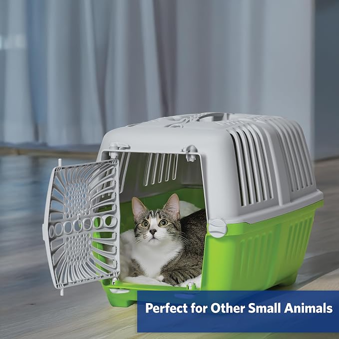 Midwest Homes Spree Travel Carrier, Small, 19-Inch, Green | Hard-Sided Pet Carrier, Plastic Door, Ventilated Design, Locking Tabs, Easy Assembly