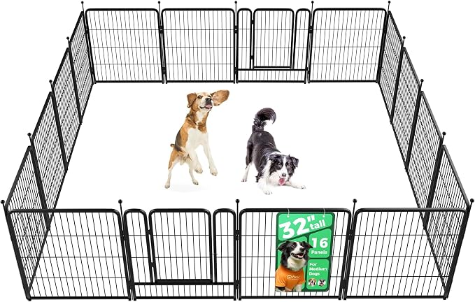 FXW Rollick Dog Playpen, Indoor, Yard & RV Camping, 32" H, 16 Panels | Easy setup, Heavy-duty, DIY layouts, for Small & Medium Dogs, Patented
