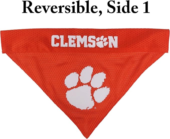 Pets First Collegiate Pet Accessories, Reversible Bandana, Clemson Tigers Size Large/X-Large