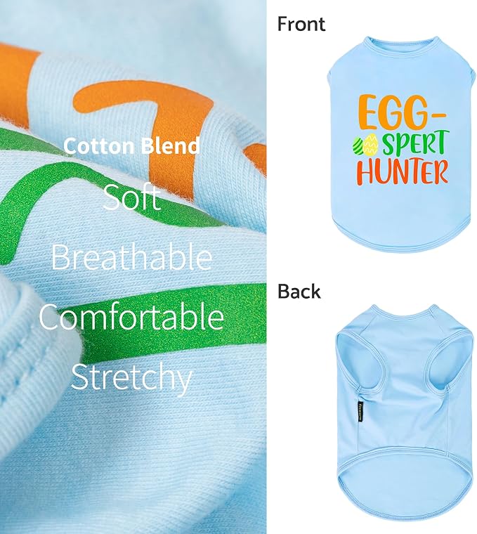 Fitwarm Egg-spert Hunter Dog Easter Outfit, Summer Clothes for Small Dogs Boy Girl, Pet Outfit, Blue, Red, Green, Orange, Large