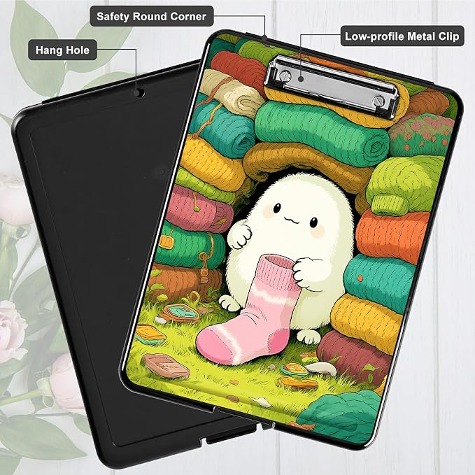 Heavy Duty Storage Clipboard, Slim Nursing Clipboard with Internal Pen Case, Portable File Organizer Case for A4 Letter Size Paper Office Medical Professionals, Sock Pet