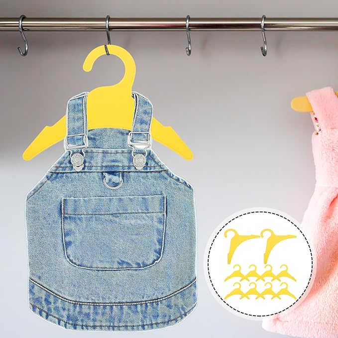 Alasum 10pcs Pet Clothing Hanger Plastic Yellow Large for Hanging Garments | Smooth Lightweight Build, Not Easy to Deform, Practical Organizer for Outdoor Use, Supports Pet Apparel Storage and Display