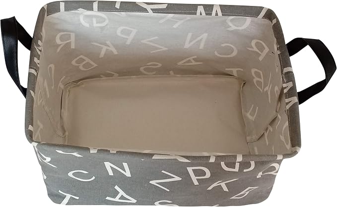 Baby Storage Basket Nursery Box Laundry Hamper Organization Bins for Toys and Clothes with Handles(Alphable)