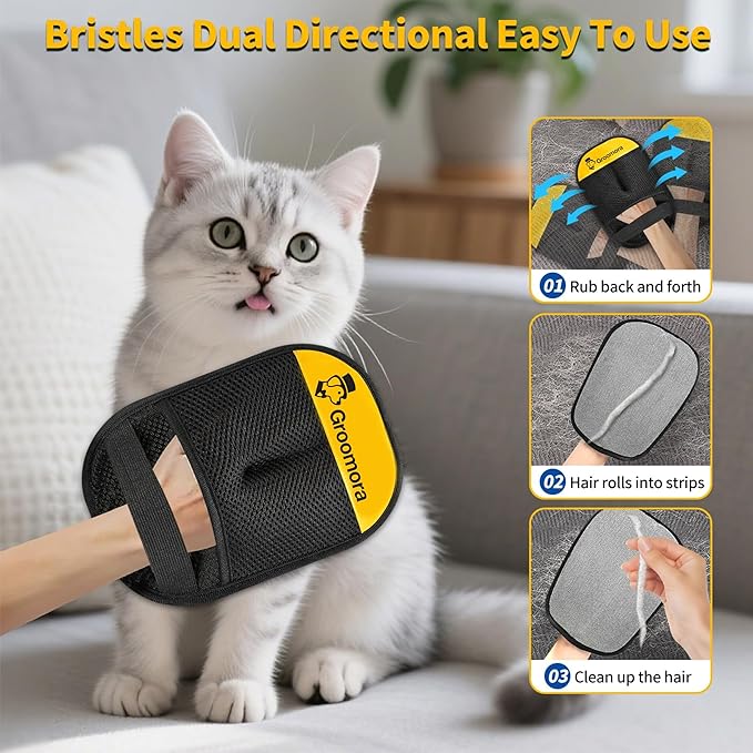Pet Hair Removal Glove for Dogs & Cats - Upgraded Reusable Electrostatic Pet Hair Glove, Pet Hair Remover Tool for Laundry, Couch, Carpet & Car Seat, Gentle Grooming Mitt