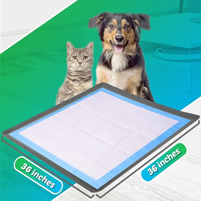 Dog Pee Pad Holder - Fits Up to 36” x 36” Pee Pad - 1 Pack - Grey | Stable Grip, Soft Edges, Quick Wipe Silicone Surface, Dog Pad Holder for Indoor Flooring Protection