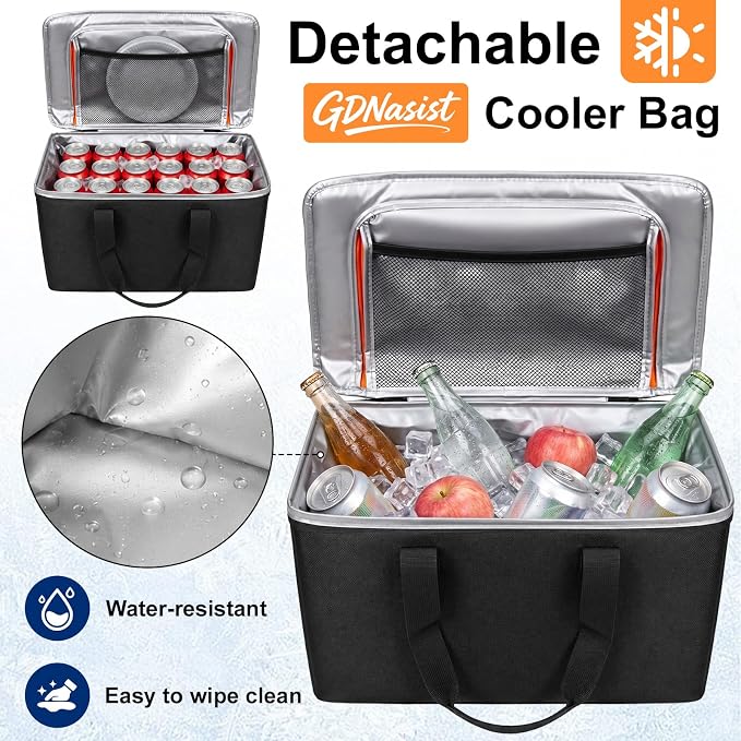 GDNasist Car Trunk Organizer and Storage for Car, SUV & Sedan, Extra Large | Collapsible Trunk Organizers with Lid & Removable Cooler Bag, Car Accessories, Removable Dividers for Custom Space, Interior