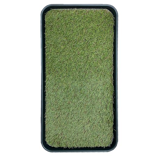 Ottomanson Artificial Grass Puppy Potty Training Pad with Tray, 15" x 30" Reusable Pee Pad for Small Pets and Dogs