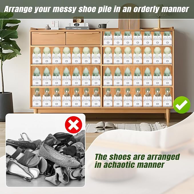 Clear Shoe Slot Organizer, 24 Pack Adjustable Shoe Slots Organizer for Closet Clear Shoe Stackers Shoe Rack Holder Shoe Space Savers for a Pair of Shoes