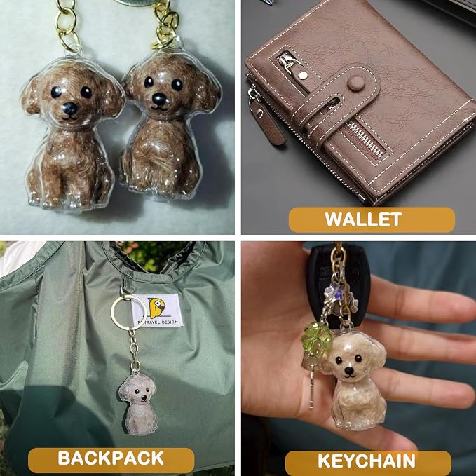 Cute Dog Hair Keychain Transparent Pet Fur Keepsake with Tweezer | Portable Dog Fur Keychain DIY Pet Hair Memorial Keepsake Dogs Hairs Collector Charm Storage Box, Dogs Lover Collecting Gifts