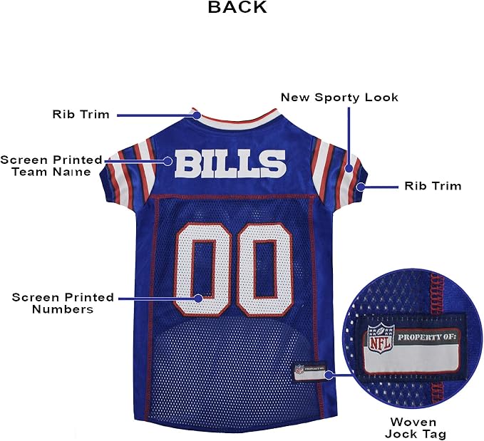 Pets First NFL AFC East Mesh Jersey for Dogs, Small, Buffalo Bills