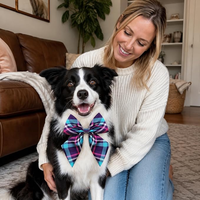 PET SHOW 10 Pack Plaid Sailor Dog Bowties for Large Dogs