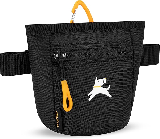 OllyDog, Goodie Treat Bag, Dog Treat Training Pouch | Magnetic Closure | 3 Ways to Wear | Hands-Free Waist Belt | Water-Resistant Recycled Vegan Fabric (Raven S'25)