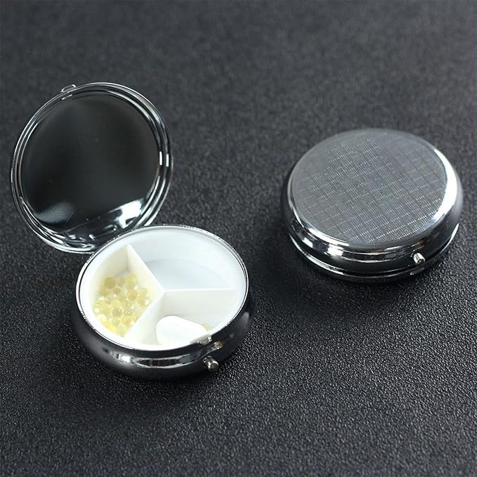 Pocket Pill Box, Waterproof Round Dispenser, Portable Mini Case for Supplements, Daily Use Organizer for Active Lifestyles, Yellow Rubber Duck Print