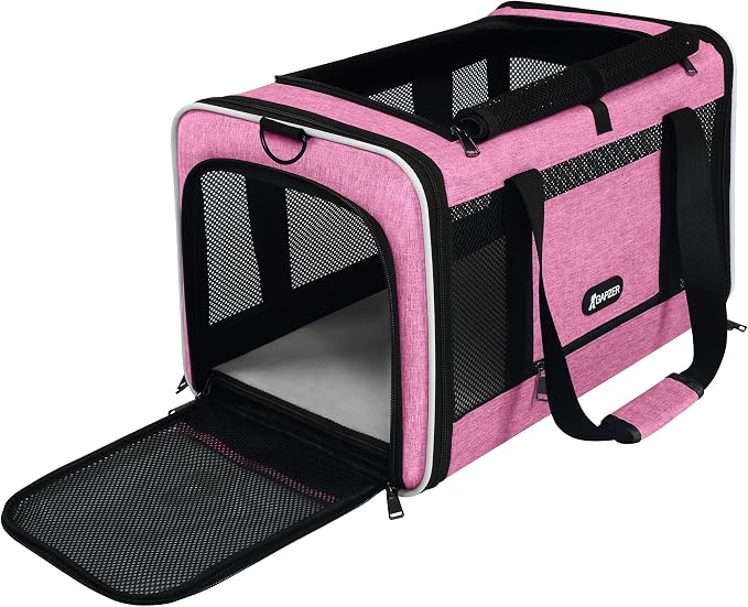 GAPZER Cat Carrier 18x11x11 Delta Airline Approved, Pet Plane Travel Crate | Soft Teacup Dog Bag 12 lbs, Yorkie Taxi Kennel Easy Load, Carrying Case for Kitten Cat up to 15 pound, Toy Poodle Mesh Cage