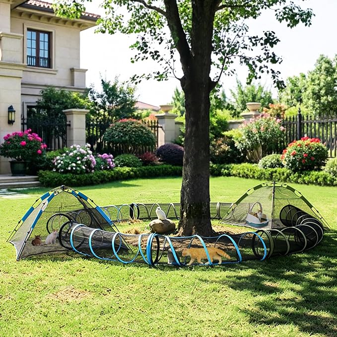 Cat Tent for Indoor and Outdoor Cat Enclosures(Outdoor, Tunnel, and Pet playpen) X-Large Portable Cat Tunnel Play Tents for Cats Rabbits and Small Animals