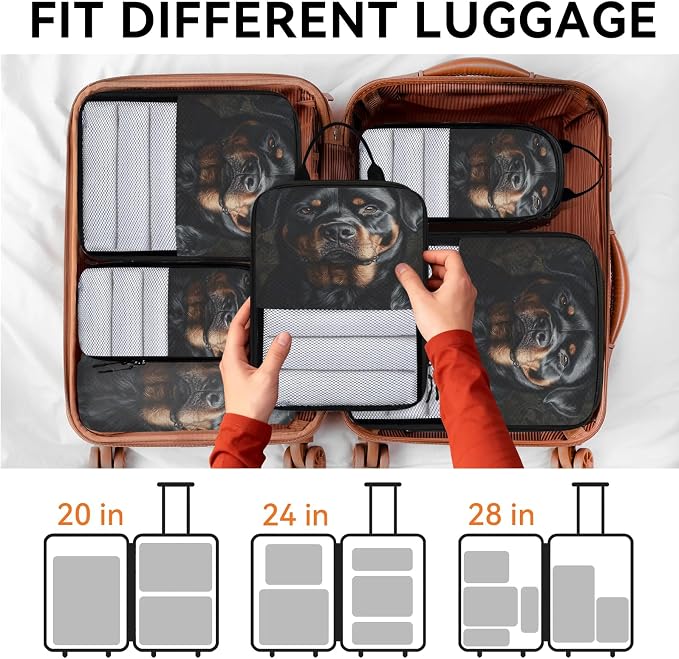 TropicalLife Funny Bernese Dog 6 Set Compression Packing Cubes | Travel Accessories Expandable Packing Organizers Space Saver Bags for Organizing Clothes