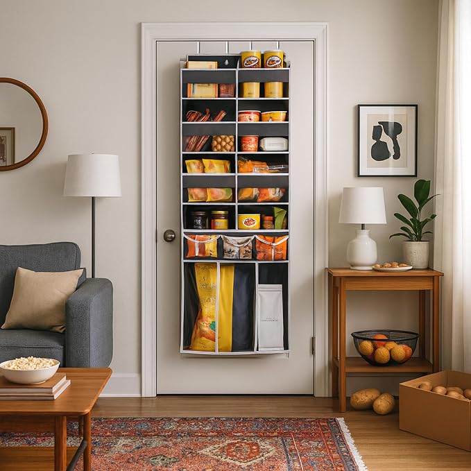 Extra Large Over The Door Organizer with Clear Pockets - 8 Compartments & XL Bottom Storage, Heavy-Duty Hanging Organizer for Bathroom, Bedroom, Closet (57 Inch Height).
