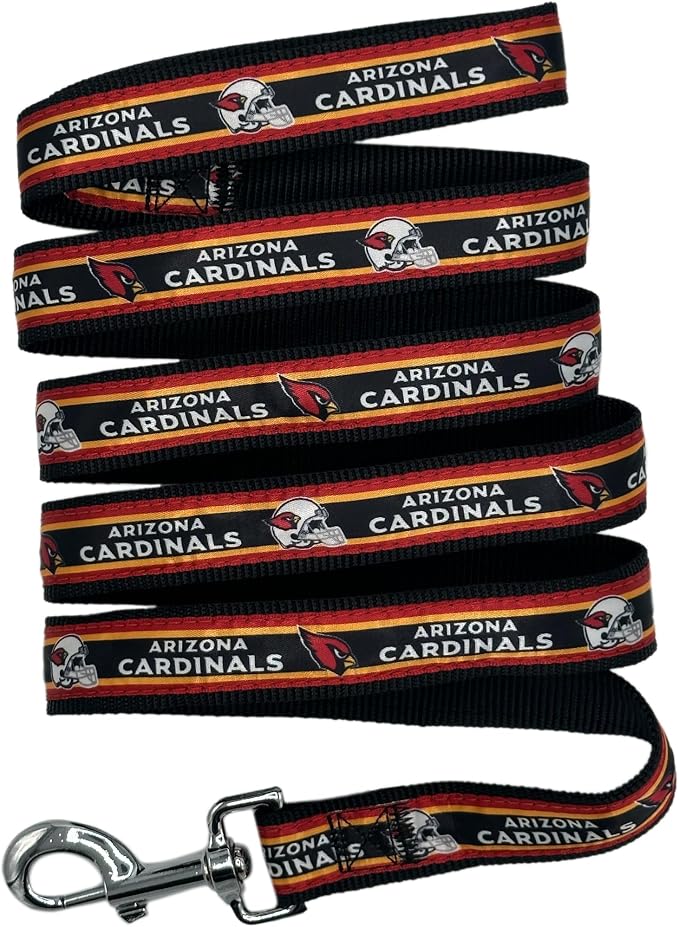 NFL PET Leash, Large, Arizona Cardinals Dog Leash, Football Team Leash for Dogs & Cats. A Shiny & Colorful Dog & Cat Leash with Embroidered Team Name/Logo Licensed by The NFL
