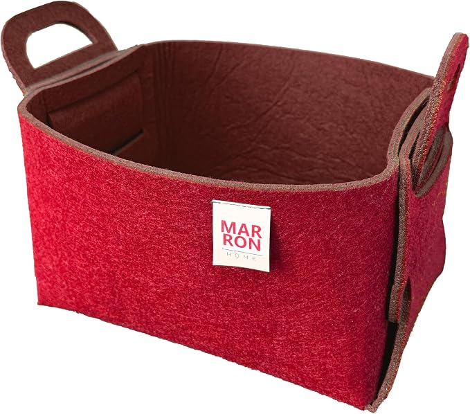 Collapsible Felt REDCHOCO Storage Bin Small 7.1"x5.1"x5.1" – Foldable Basket with Handles for Closet, Storage, Laundry Room Organization, Decorative Storage Baskets for Shelves, Nursery