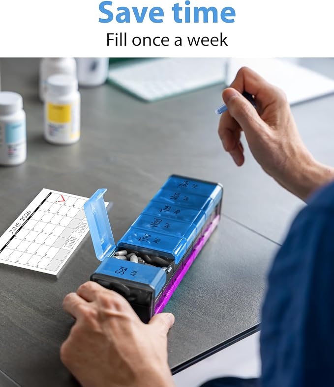 Extra Large Pill Organizer- XXL Pill Box 7 Day - Weekly Pill Organizer with AM PM Large Compartments Big Pill Case for Supplements Jumbo Pill Holder for Vitamins Huge Medicine Organizer 2 Times a Day