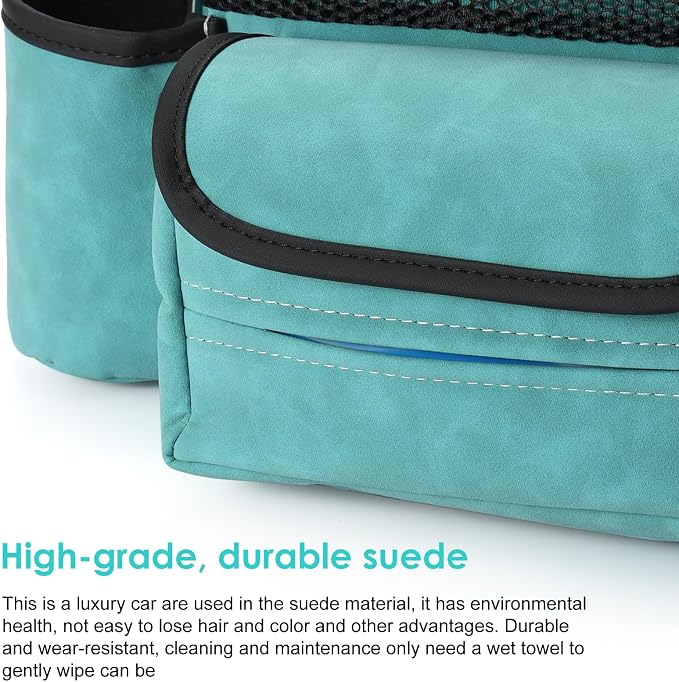 Leather Car Seat Organizer for Handbag/Purse – Fits Between Front Seats, Holds Wallet, Phone & Essentials. (Modle A/Blue)