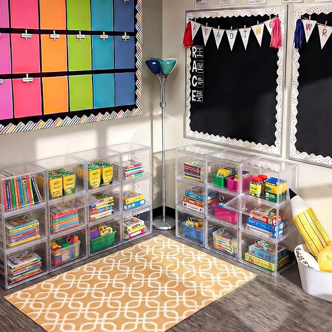 10 Shelf Weekly Clothes Organizer for School Outfits Monday to Friday Daily Daily Clothing Divider with Color Labels 13.39 x 10.24 x 7.28 Inches Plastic Storage Organizer for Home, Bedroom