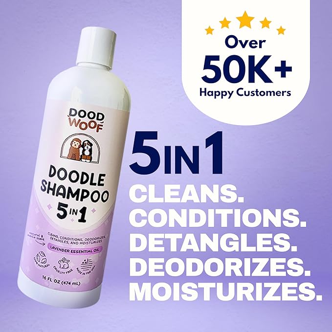 Dood Woof Dog Shampoo and Conditioner for Doodle - All Natural Dog Shampoo for Smelly Dogs, Sensitive Skin Pet Shampoo for Dogs, Goldendoodle, Doodles, Poodle, Puppy Shampoo and Conditioner - Dog Soap