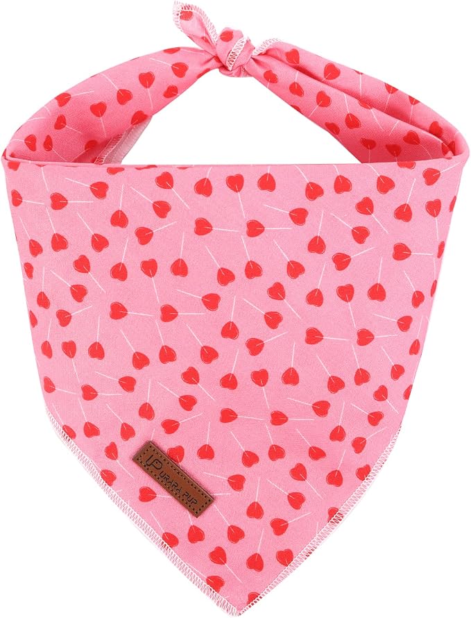 Valentine’s Dog Bandana, Valentine Triangle Bid Scarf for Girl Boy Small Medium Dogs or Cats, Adorable Puppy Wedding & Valentine’s Bandana, Cute Soft Cotton Pet Kerchief