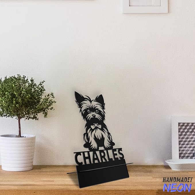 Personalized Yorkshire Terrier Phone Holder, Custom Name Metal Desk Stand, Dog Accessories Dock, Tablet, Smartphone Display Stands, Gifts for Friends, Pet Lovers, Teens, Christmas