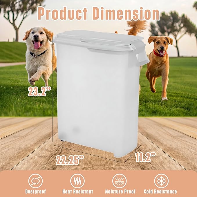 Buddeez Airtight Rolling Pet Food Storage Container, 50 Quart, with Scoop | For dog food, cat food or bird seed, Rolling bin for easier movement, Includes scoop