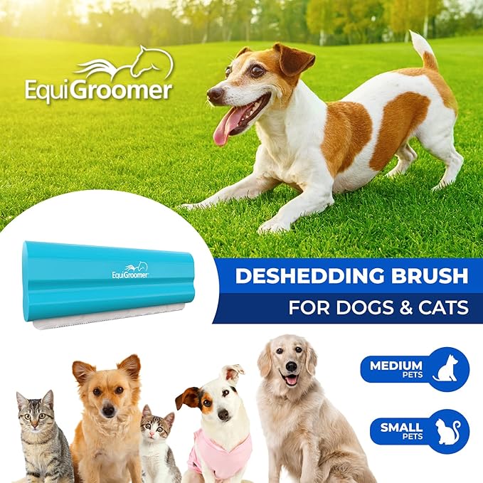 EasyGroomer Deshedding Brush for Dogs & Cats – Undercoat Grooming Tool for Short & Long Hair, Removes Loose Fur & Dirt, Reduces Shedding for Small & Large Pets, Turquoise