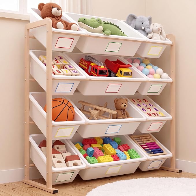 Toy Storage Organizer with12 Removable Storage Bins, Kids Bin Shelf, Toys Box for Playroom Organization for Bedroom & Room