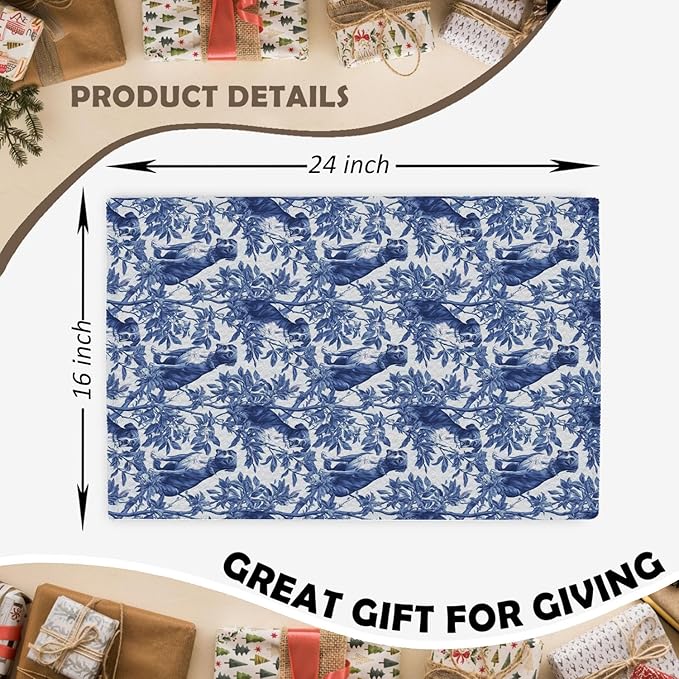 Pitbull Kitchen Dish Towels,Blue and White Floral Dog Towel Dish Tea Towels, Chinoiserie Decor for Kitchen Bathroom,Pitbull Gifts for Dog Lover Mom Dad,16x24 Inch