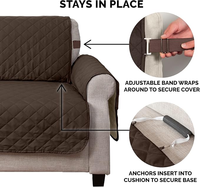 Furhaven Water-Resistant & Reversible Sofa/Couch Cover Protector for Dogs, Cats, & Children - Two-Tone Pinsonic Quilted Living Room Furniture Cover - Espresso/Clay, Sofa