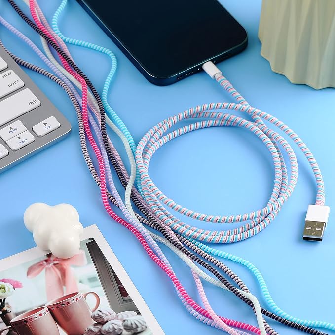 Friends 10 Pcs Cord Protectors from Pets No Chew 43.3'',Vivid Colors | Spiral Cable Protector, Phone Charger Cover, Data Cable Protective Sleeve Chew Proof, USB Wire Cover Stylish, Cat Dog Rabbit