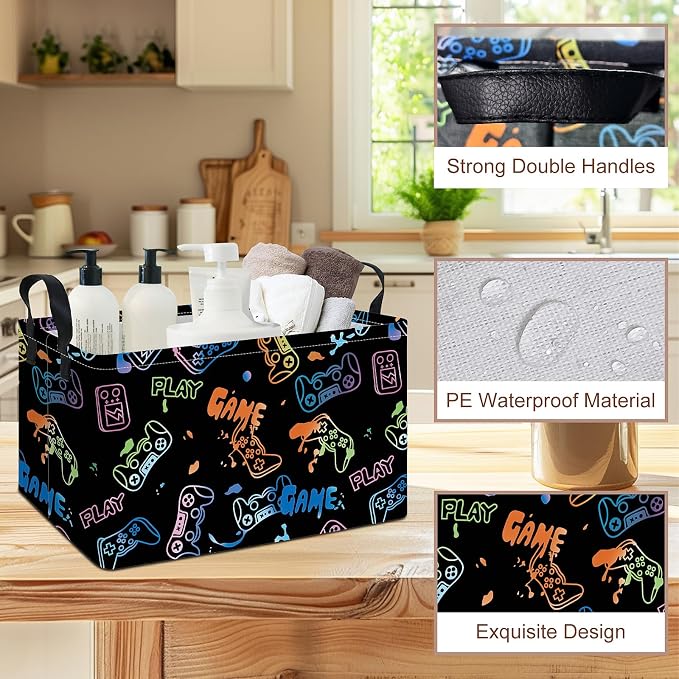 Rectangular Game Storage Basket | Gifts Bag for Toys,Books,Clothes,Gifts,Pets-Perfect for Home,Office,Nursery,Dorm,Shelf