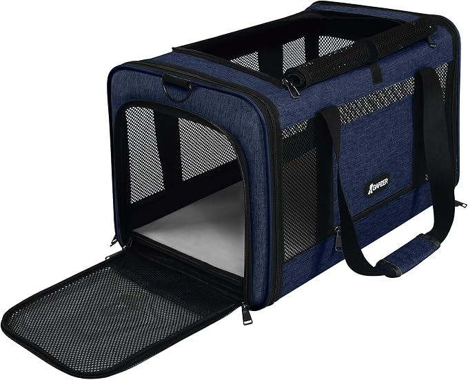 GAPZER Cat Carrier 18x11x11 United Airline Approved, Soft Pet Flying Kennel | Small Dog Chihuahua Crate 5-10 Pounds, Softshell Kitty Taxi Transport Cage 18lbs, Sturdy Miniature Poodle Top Loader Vet Case