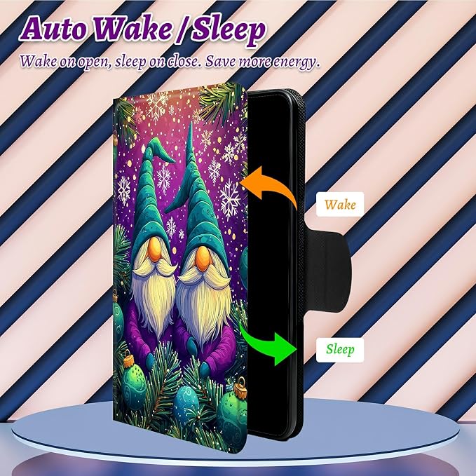 Rotating Handle Case for Samsung Galaxy Tab S10+ Plus 2024/S9 FE+ Plus/S9+ Plus 12.4" 2023, 360 Degree Swivel Kickstand with Magnetic Closure Leather Protective Cover, Hat Snowflake Old Man