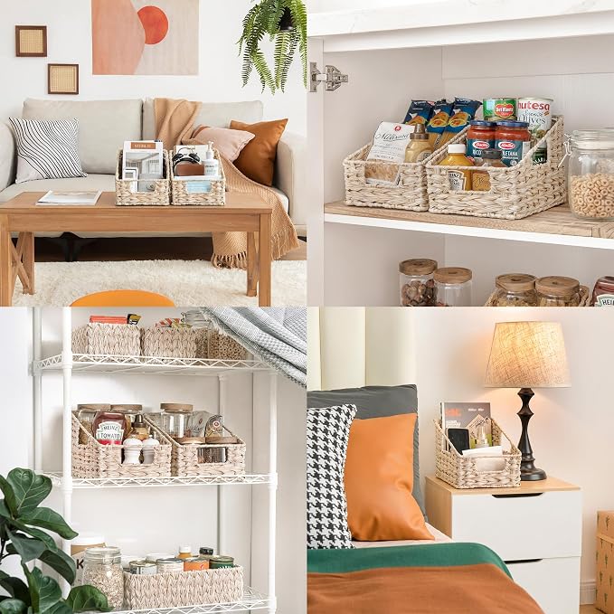 GRANNY SAYS Wicker Baskets for Organizing, Wicker Baskets for Storage | Wicker Storage Baskets for Pantry, Open Front Basket for Shelves, Kitchen Storage Baskets, Decorative Basket for Home Decor