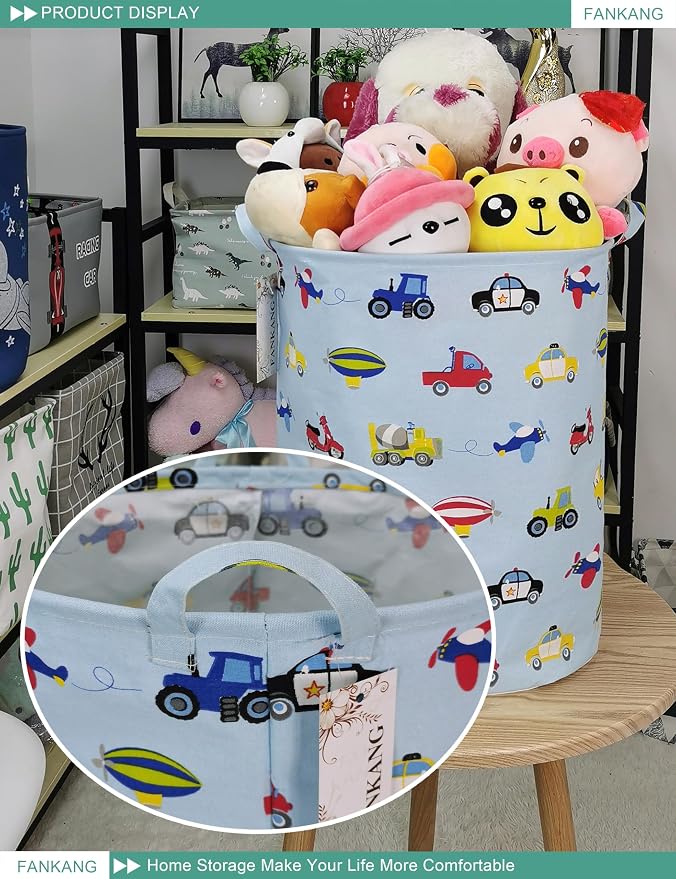 Storage Bin Foldable Nursery Organizer Basket Car | Foldable with Waterproof PE Coating Organizer Bin for Kids Boys and Girls,Office,Bedroom,Clothes