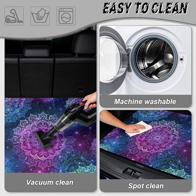 Howilath Galaxy Purple Mandala Car Trunk Mat All Weather Cargo Liner Non-Slip Rear Trunk Protection Polyester Carpet for SUV Sedan Truck 29"x39"