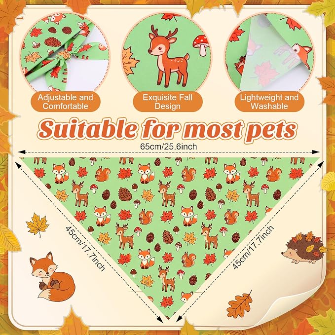 Abbylike 50 Pcs Fall Dog Bandanas Bulk Autumn Leaf Pumpkin Acorn Mushroom