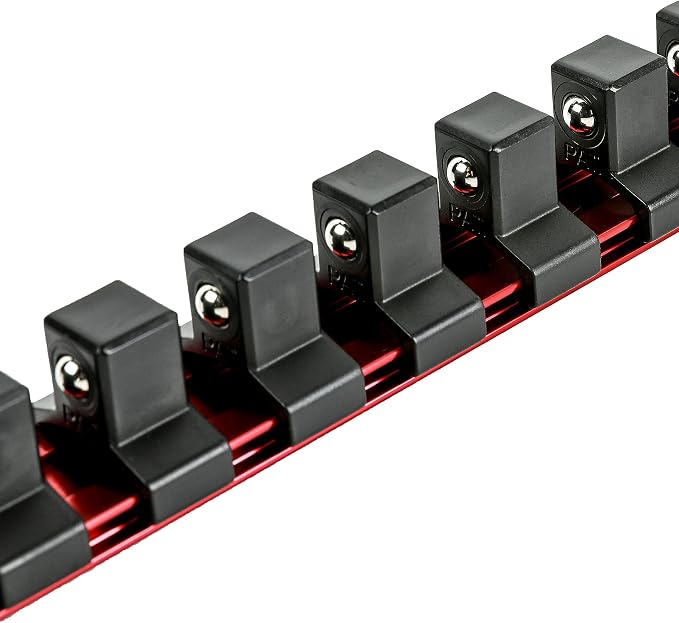 ARES 70342 1/2-Inch Drive Aluminum Socket Organizer | Store up to 10 Sockets and Keep Your Tool Box Organized; Sockets Will Not Fall Off this Rail