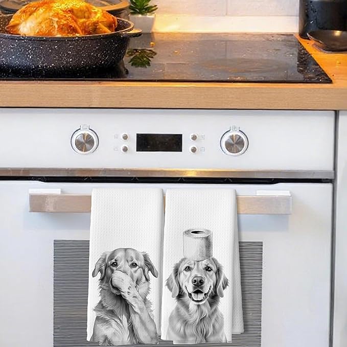 Funny Dog Bathroom Decor Hand Towels, Golden Retriever Gifts Hand Towels,Gifts for Golden Retriever Lovers Women Men,16x24 Inch